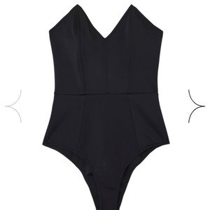 Fluer Du Mal Black Strapless Vneck Swimsuit